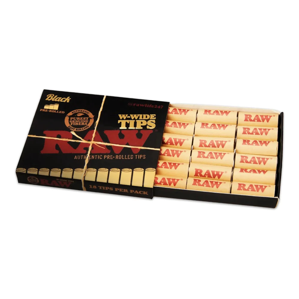 RAW Black Pre-rolled Wide Tips W Shape RN Vape Shop
