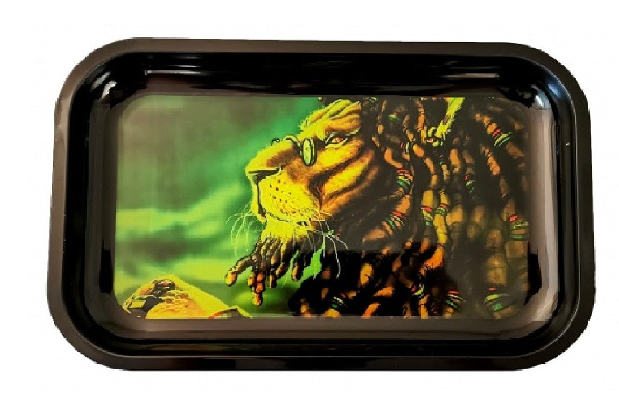 Rolling King Small Rasta Lion Leaf Metal rolling tray + FREE Rolling Papers Rolling King Tray's RN Vape Shop