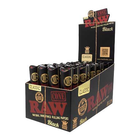 RAW BLACK CONES (3 Pack Cones) Pre-Rolled Cones RN Vape Shop Box