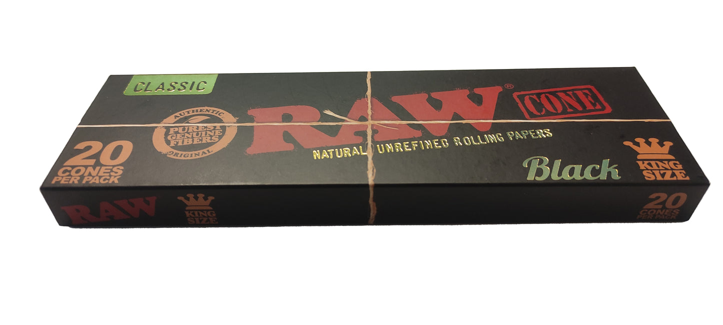 RAW Pre Rolled Cones Black Kingsize - 20 Cones Pre-Rolled Cones RN Vape Shop