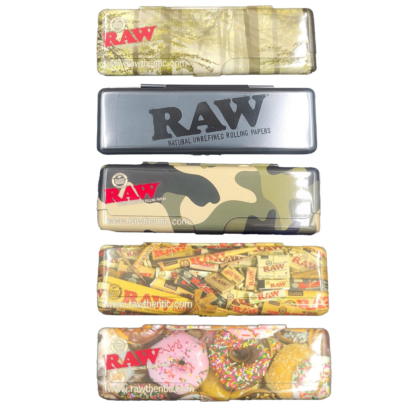 RAW King Size assorted metal paper holders set of 5 + Papers Included RAW Paper Tin holder RN Vape Shop