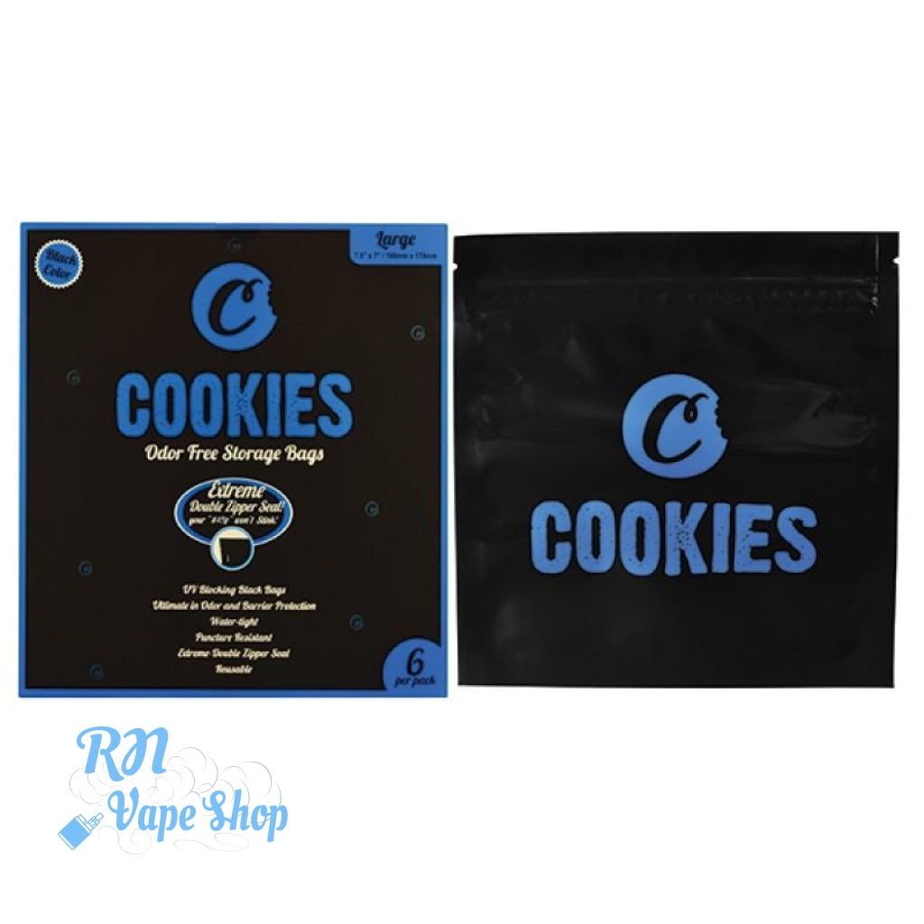 Cookies Smell Proof Food Bags Baggies Odor Free Smelly Zip Resealable Cookies Bag RN Vape Shop Large (6 Bags)