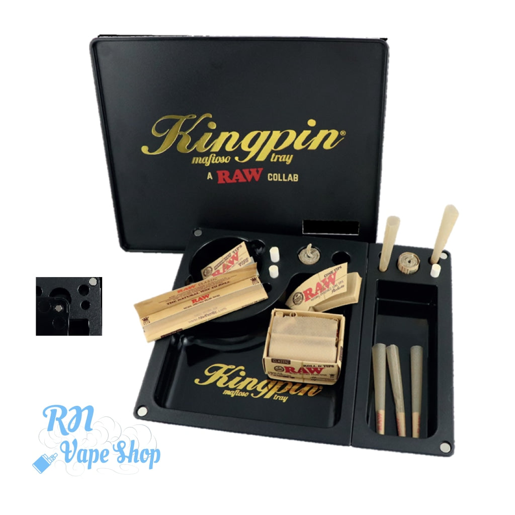 Kingpin & RAW Collaboration Tray With Magnetic Cover RAW Rolling Trays RN Vape Shop