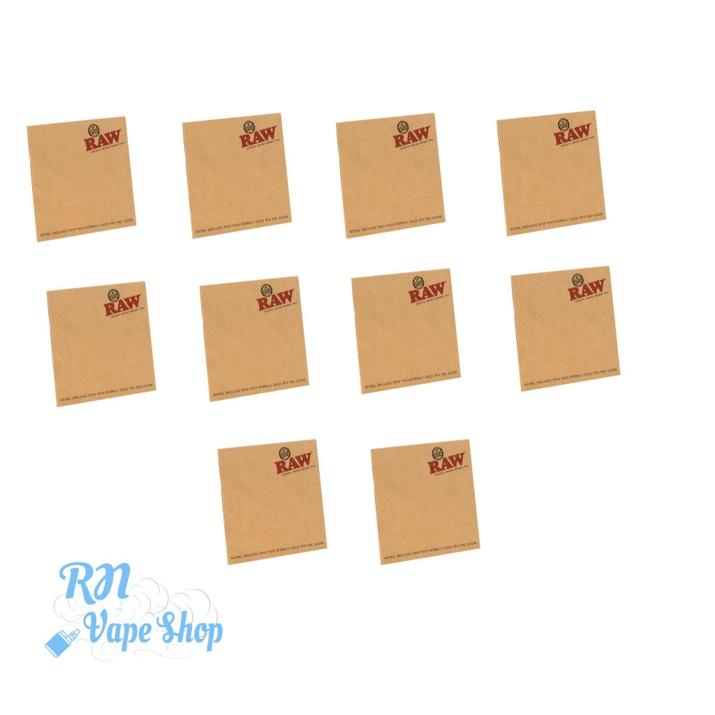 RAW 3'' x 3''(8cm x 8cm) Unrefined Parchment Paper Pouch Parchment Paper Pouch RN Vape Shop 10 x Pouchs