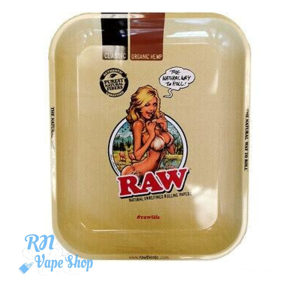 RAW Bikini Girl Metal Rolling Tray RAW Rolling Trays RN Vape Shop Large