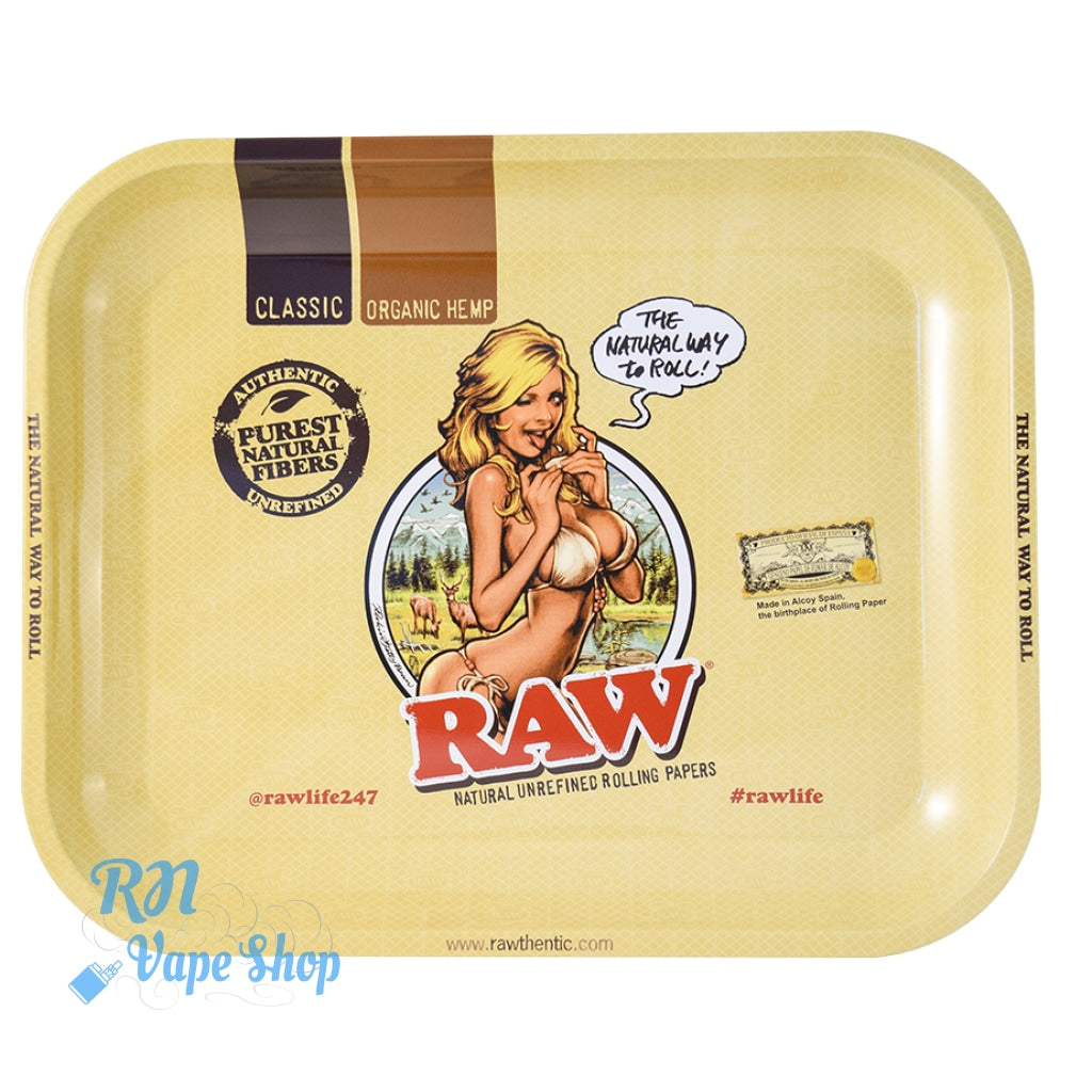 RAW Bikini Girl Metal Rolling Tray RAW Rolling Trays RN Vape Shop Large