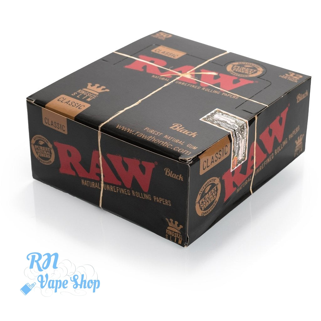 RAW Black Classic King Size Slim Rolling Papers RAW Papers & Tips RN Vape Shop Box