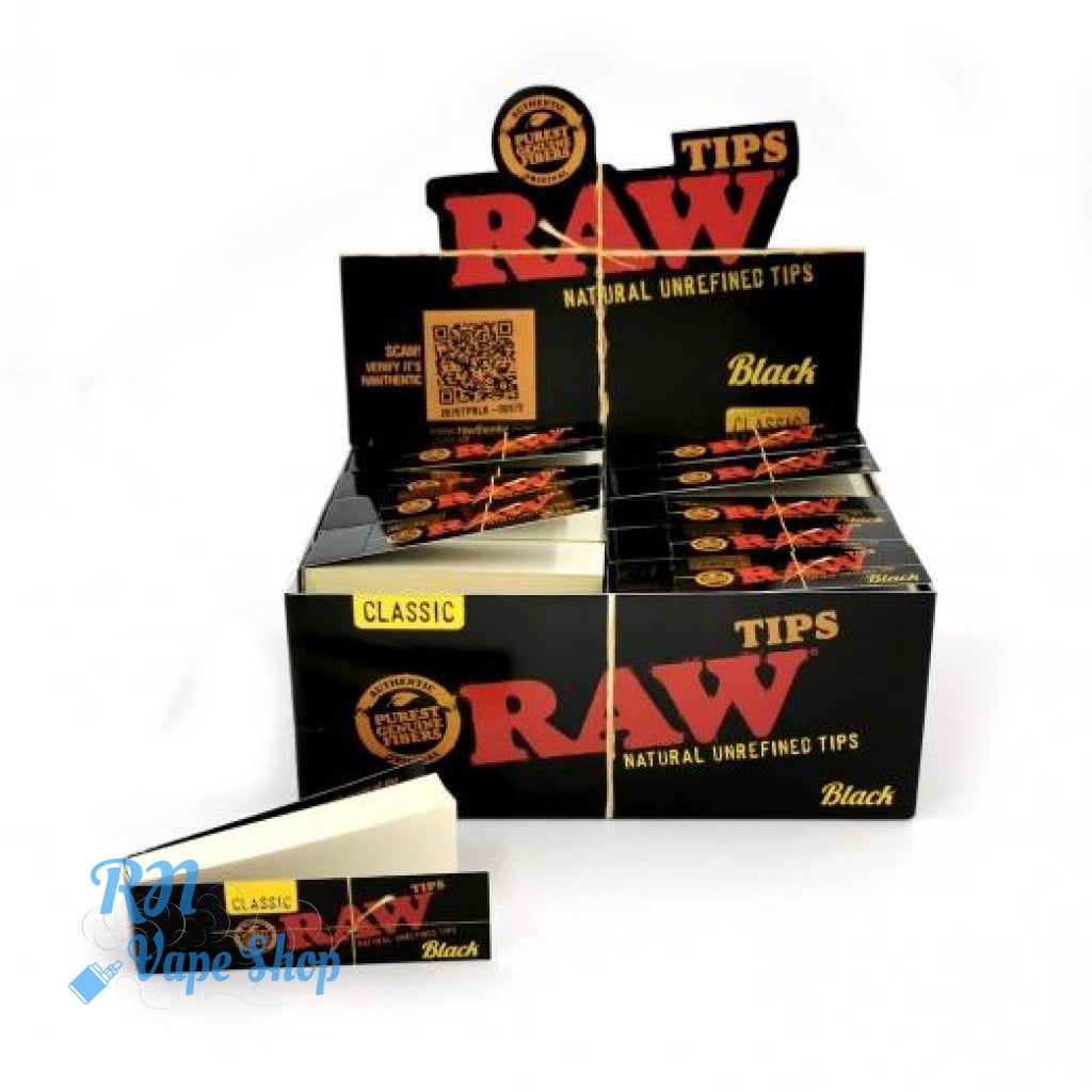 RAW Black Natural Unrefined Tips RAW Tips RN Vape Shop Box of 50