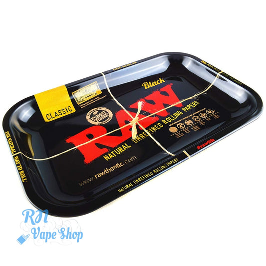 RAW BLACK v1 Small Metal Rolling Tray RAW Rolling Trays RN Vape Shop