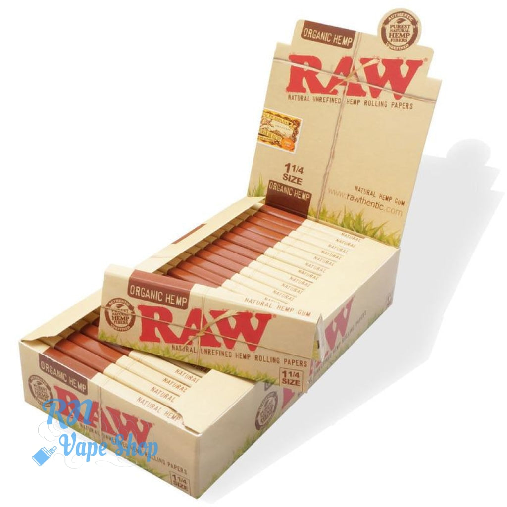 RAW Organic Hemp 1¼ Rolling Papers RAW Papers & Tips RN Vape Shop Box