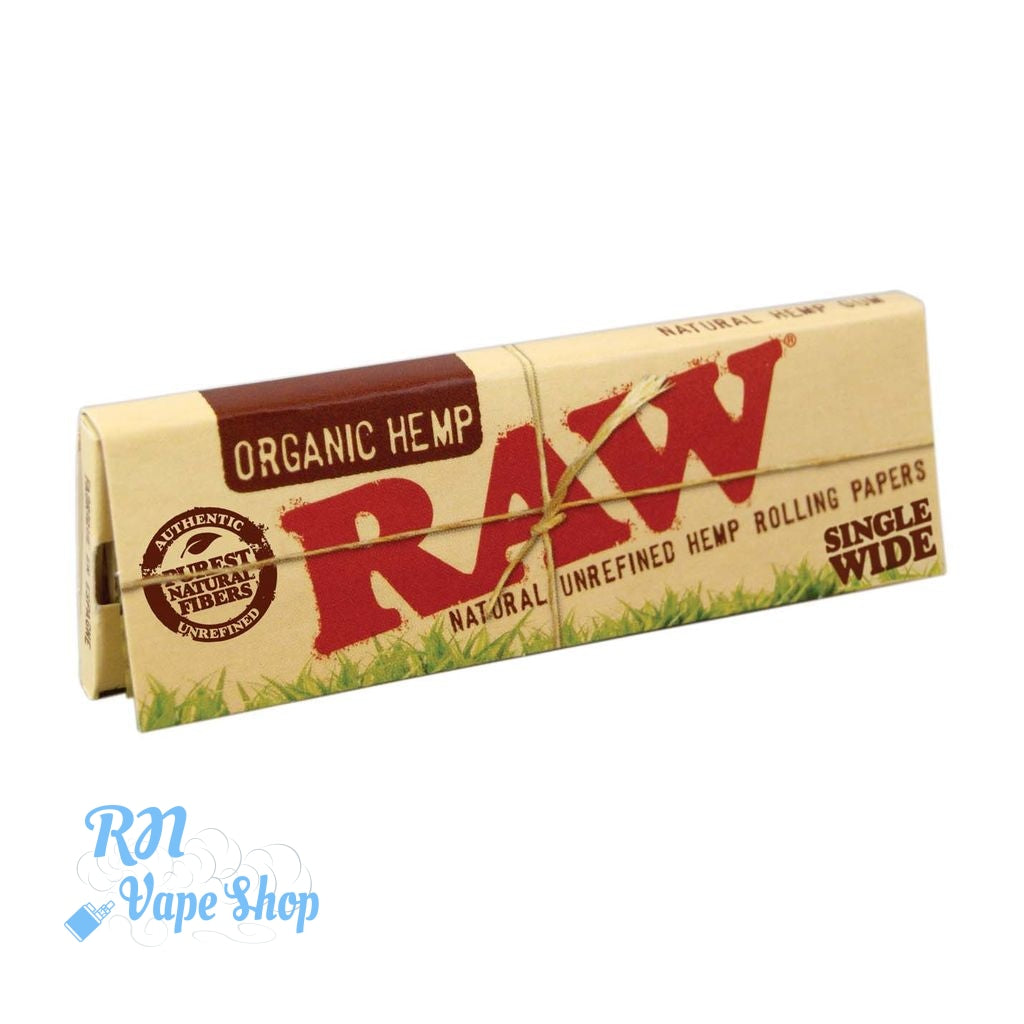 RAW Organic Single Wide Standard Size Rolling Papers 5pk RAW Cut Corners Rolling Papers RN Vape Shop