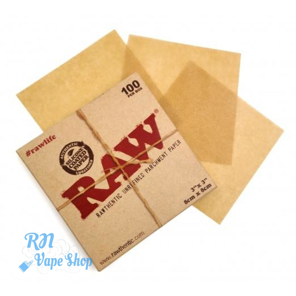 RAW Parchment Paper Squares - 100 Per Box - 8cm x 8cm Parchment Paper Squares RN Vape Shop