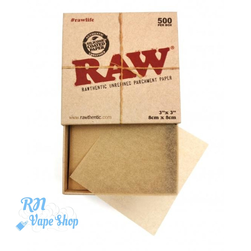 RAW Parchment Paper Squares - 500 Per Box - 8cm x 8cm Parchment Paper Squares RN Vape Shop