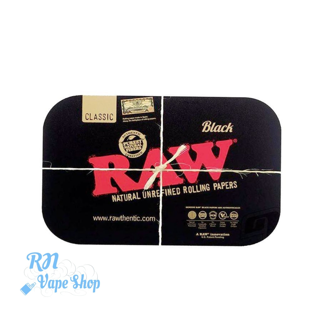 RAW Rolling Black Magnetic Tray Covers RAW Rolling Tray Black Magnetic Cover RN Vape Shop Small Cover