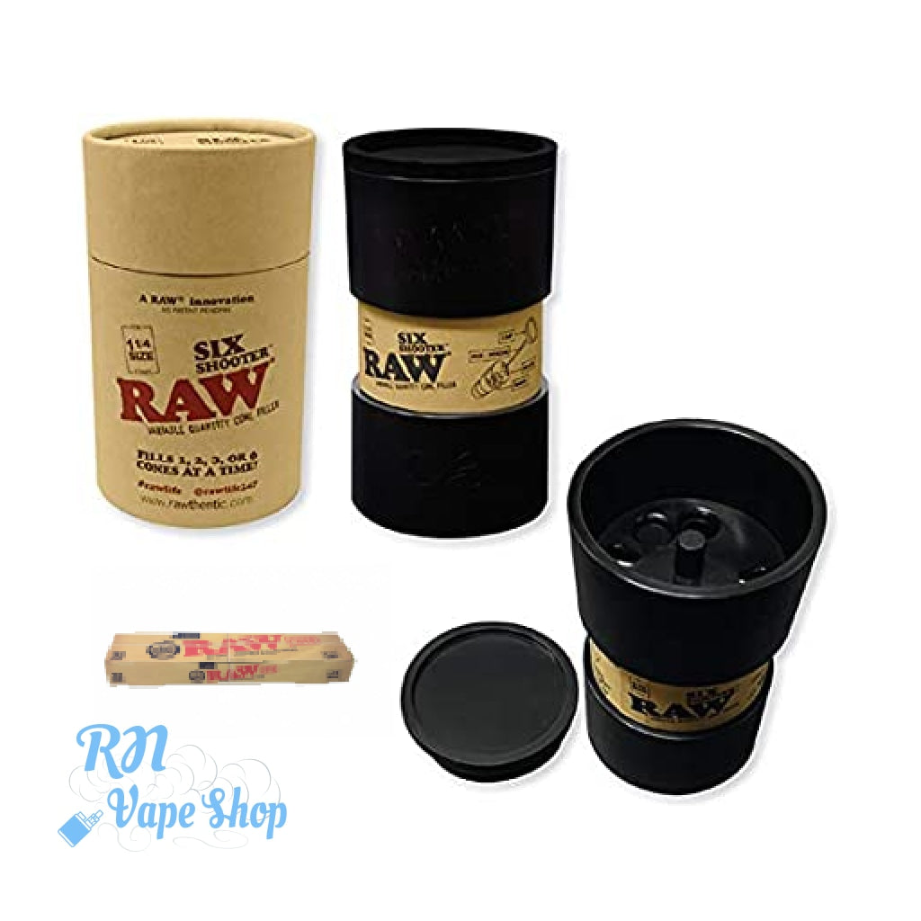 RAW Six Shooter 1 ¼ with 32 Cones 1¼ RAW Six Shooter RN Vape Shop