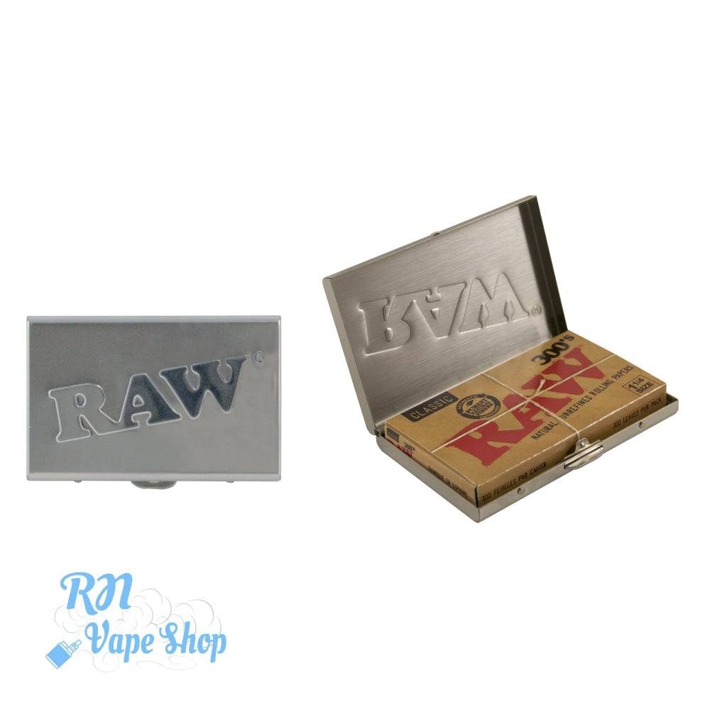 RAW Steel Paper Tin Case For 300s + Free Papers Raw Case - Raw Case 1/4 Shred RN Vape Shop