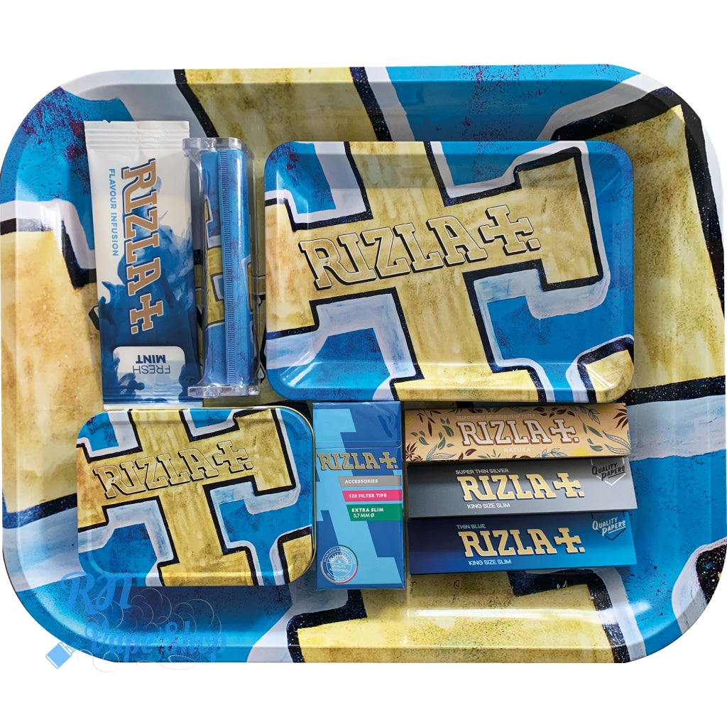 Rizla LARGE Metal Rolling Tray Gift Set with Smokers Accessories Rizla Ashtray RN Vape Shop