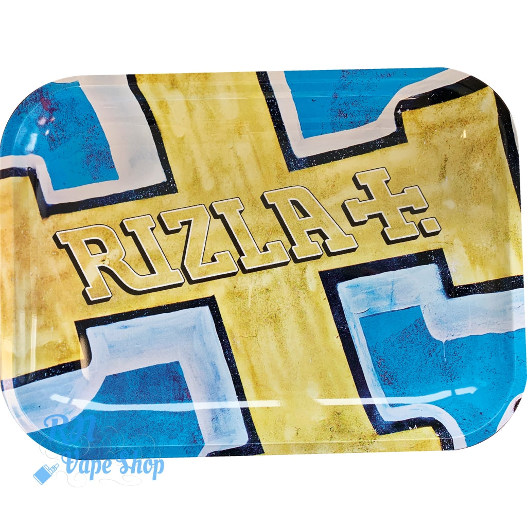Rizla Metal Rolling Trays - Blue/Gold Rizla Rolling Trays RN Vape Shop Medium