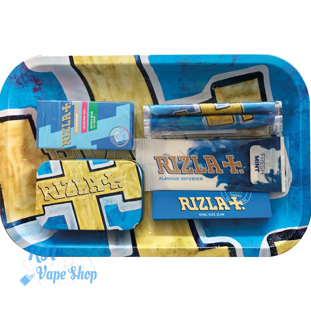 Rizla SMALL Metal Rolling Tray Gift Set with Smokers Accessories Rizla Tray Set RN Vape Shop