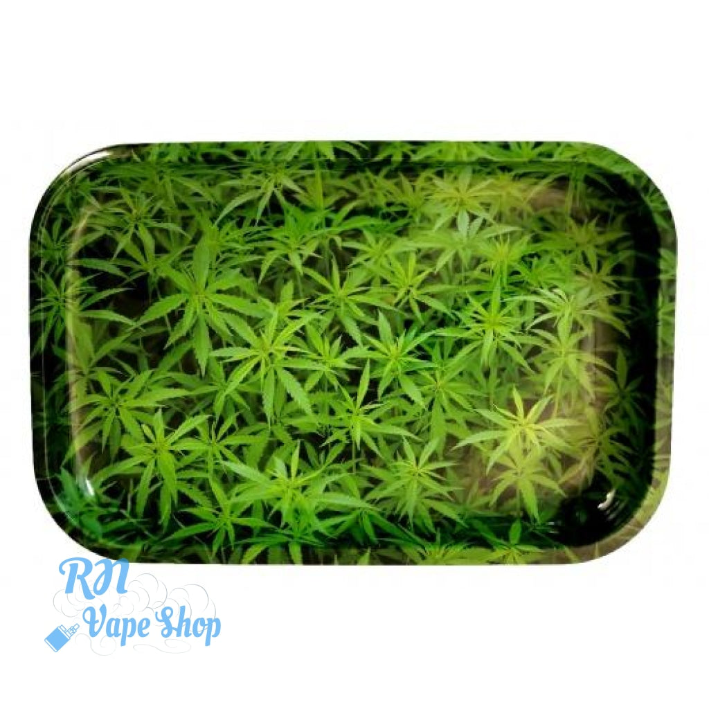 Rolling King Small Multi Green Leaf Metal rolling tray + FREE Rolling Papers Rolling King Tray's RN Vape Shop