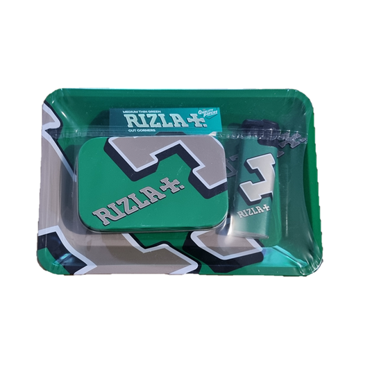 Rizla MINI Metal Rolling Tray Gift Set with Smokers Accessories - Green Rizla Tray Set RN Vape Shop   