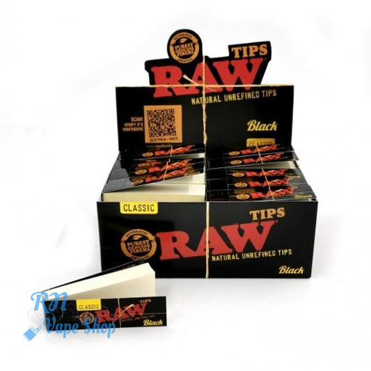 RAW Black Natural Unrefined Tips RAW Tips RN Vape Shop Box of 50  