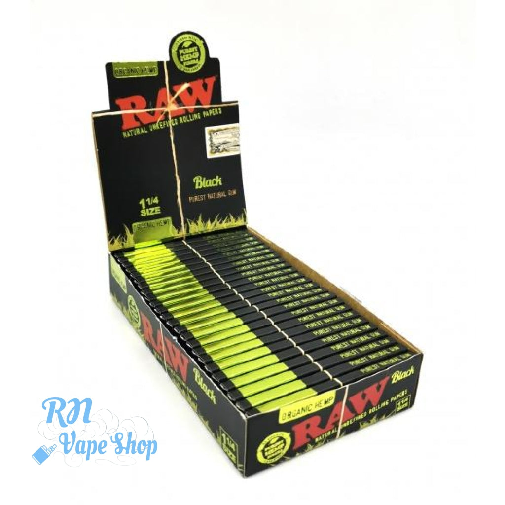 RAW Black Organic 1¼ Size Rolling Papers RAW Papers & Tips RN Vape Shop Box  