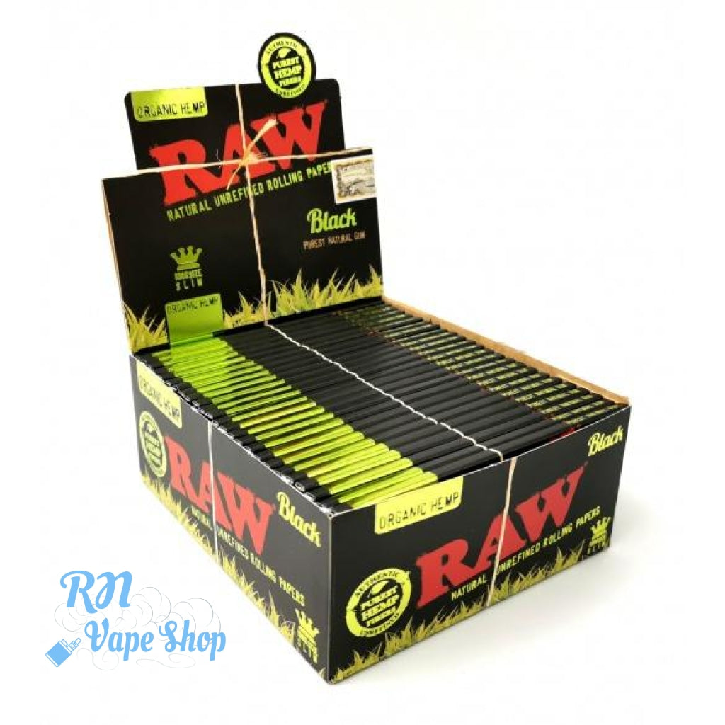 RAW Black Organic Hemp King Size Slim Rolling Papers RAW Papers & Tips RN Vape Shop Box  