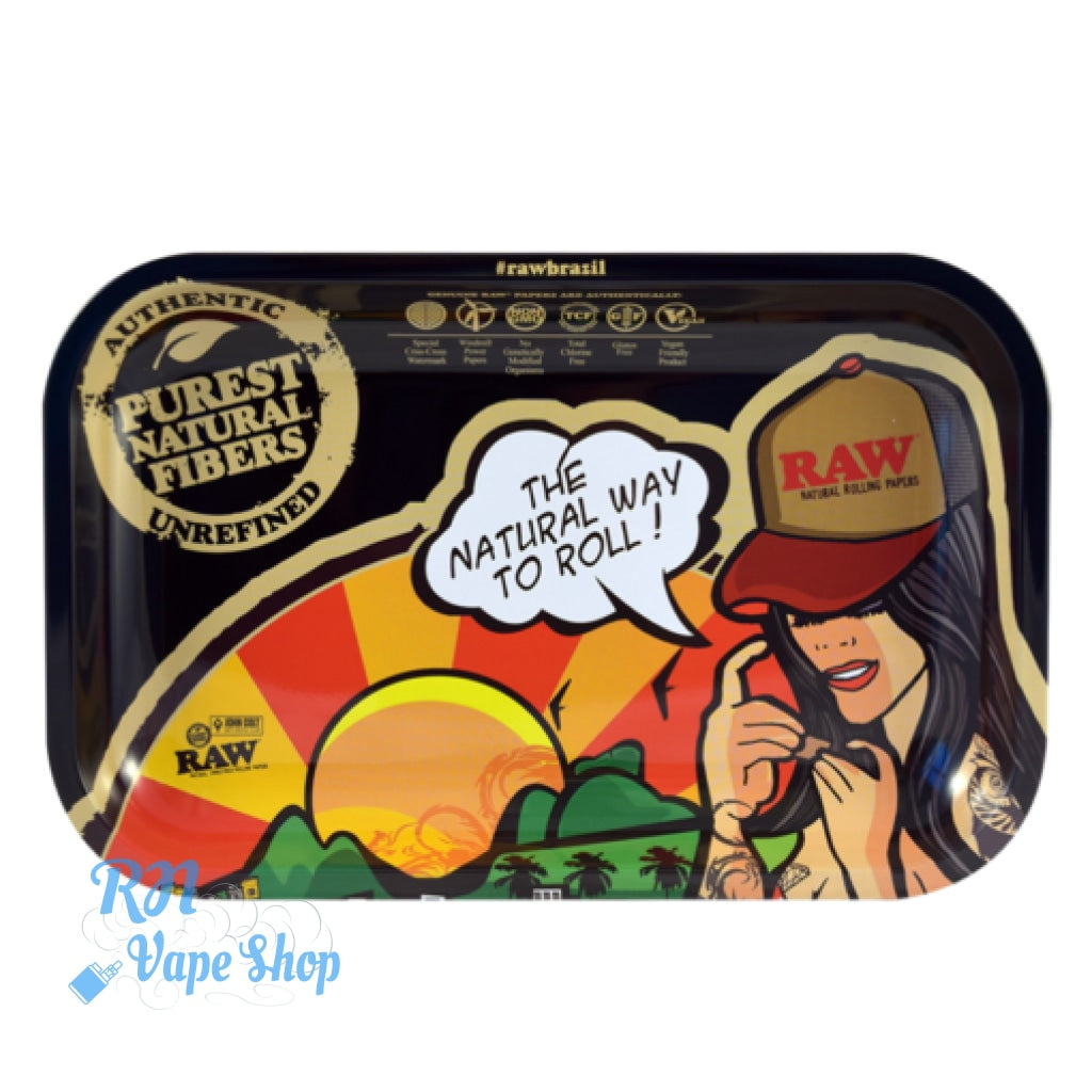 RAW Brazil Small Metal Rolling Tray RAW Rolling Trays RN Vape Shop   