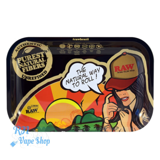 RAW Brazil Small Metal Rolling Tray RAW Rolling Trays RN Vape Shop   