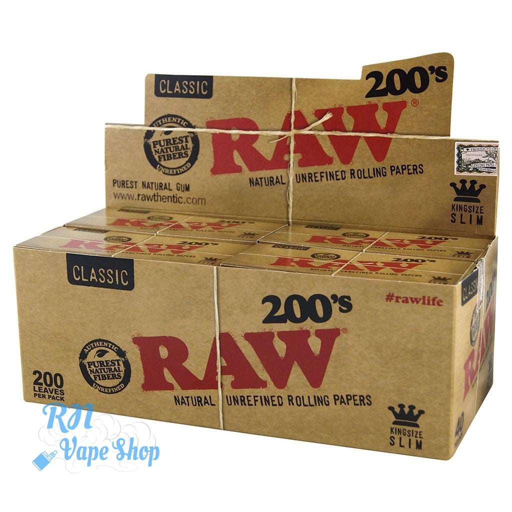 RAW Classic 200s King Size Slim Rolling Papers RAW Papers & Tips RN Vape Shop Box  