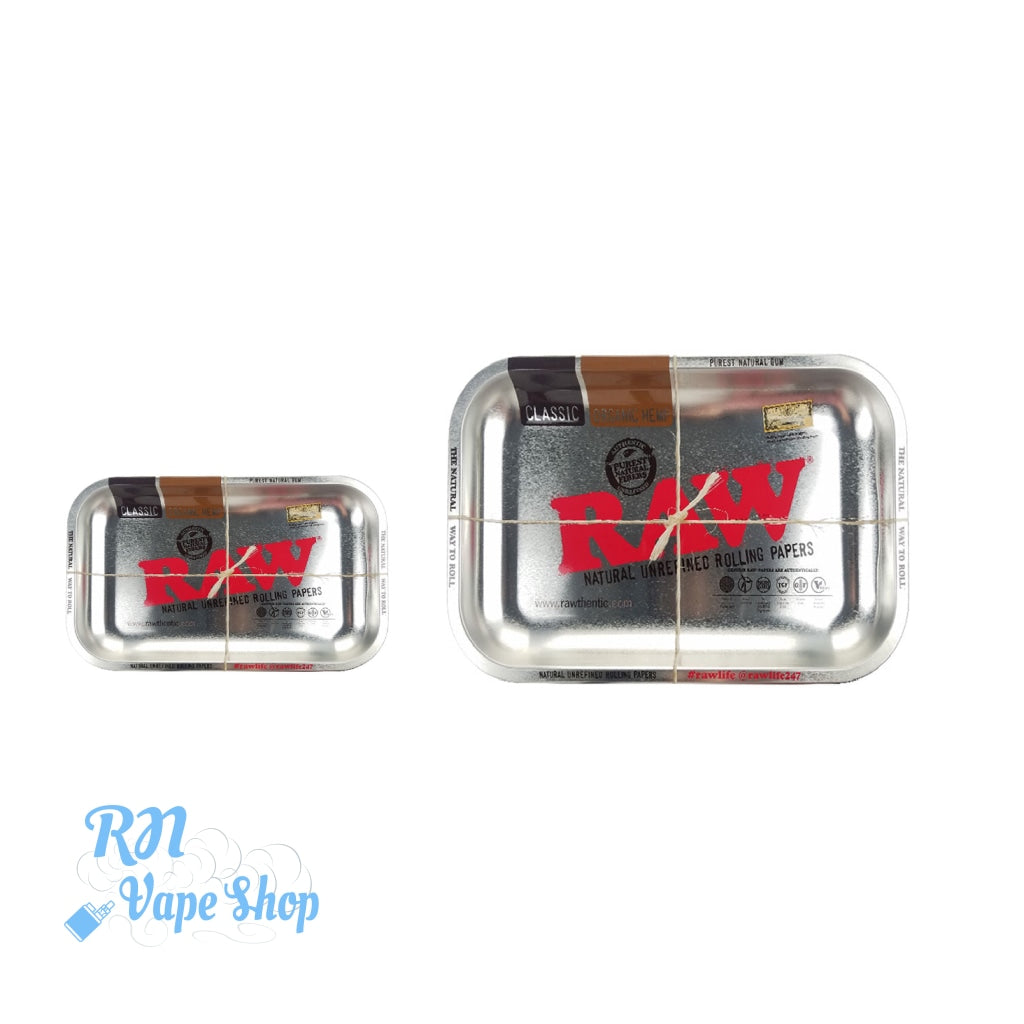 RAW Rolling Papers Silver Metallic Rolling Tray RAW Rolling Trays RN Vape Shop   