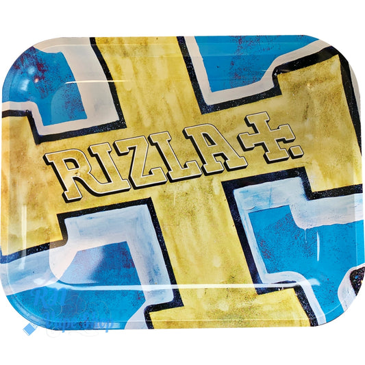 Rizla Metal Rolling Trays - Blue/Gold Rizla Rolling Trays RN Vape Shop Large  