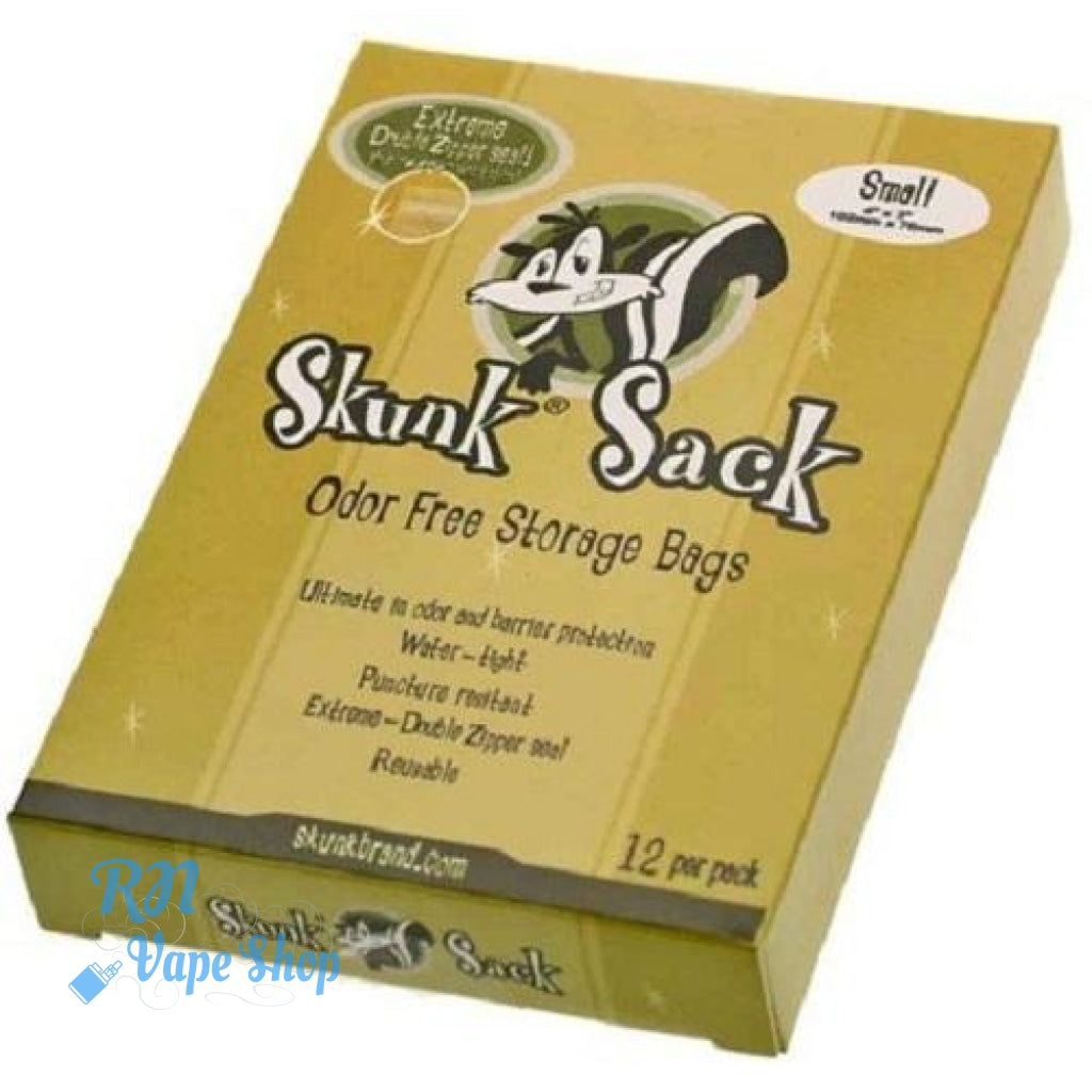 Skunk Brand Transparent Smell Proof Food Bags Baggies Odor Free Smelly Zip Resealable Skunk Brand Bag RN Vape Shop Small (12 Bags)  